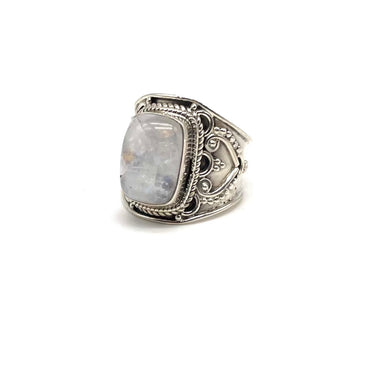 Ornate Rainbow Moonstone Ring