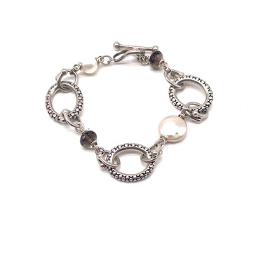 Detailed Open Work Pearl & Crystal Bracelet