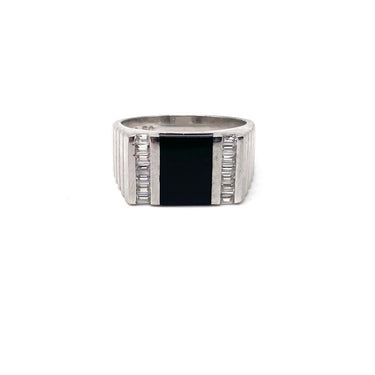 Modern C Z Banquet Onyx Ring