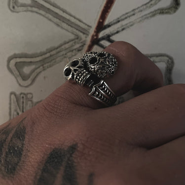 Twisted Detailed Double Skeleton Ring