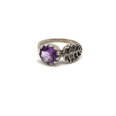 Modern Amethyst Leaf Ring