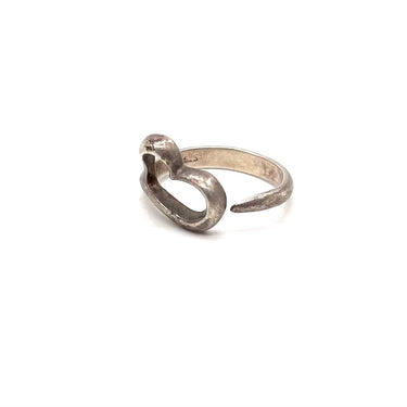 Oxidized Open Work Heart Ring