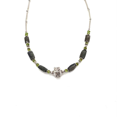 INDIA Labradorite & Peridot Braided Bead Necklace