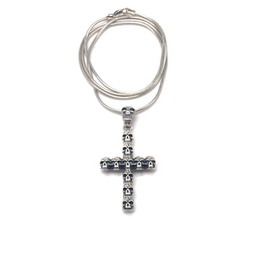 Stacked Skull Cross Chain Necklace