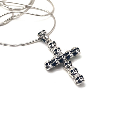 Stacked Skull Cross Chain Necklace