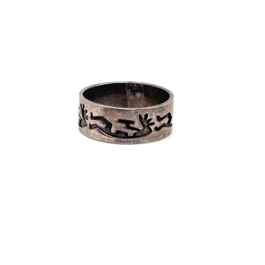 Oxidized Kokopelli Wrap Around Ring