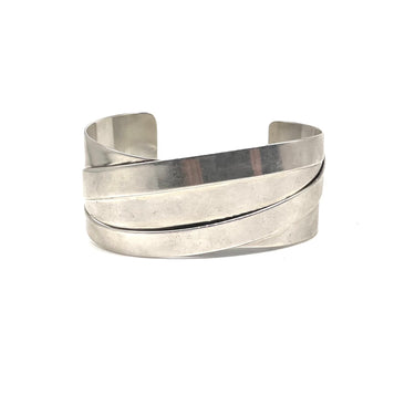 Modern Indented Layered Wrap Around Cuff Bracelet