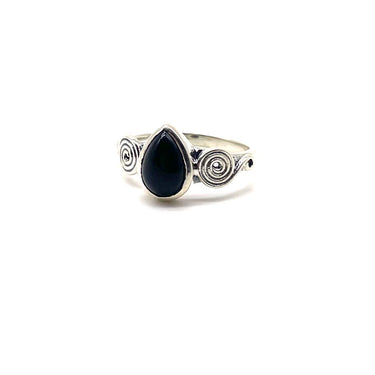 Swirled Onyx Teardrop Ring