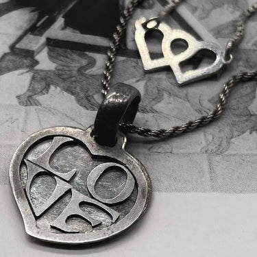 Vintage Embossed Love Heart Tag Necklace