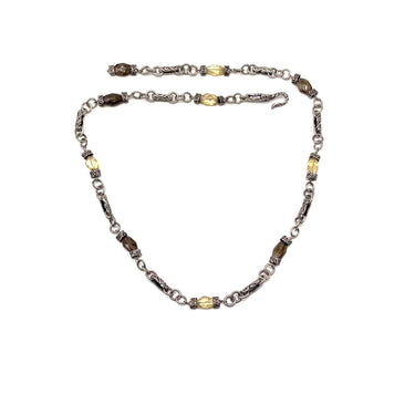 Ornate Brown & Yellow C Z Gem Toggle Lock Necklace