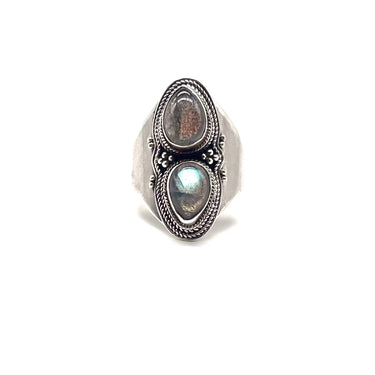 Pebbled Double Labradorite Ring