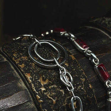 Vintage Mexico TAXCO Red Howlite Toggle Bracelet