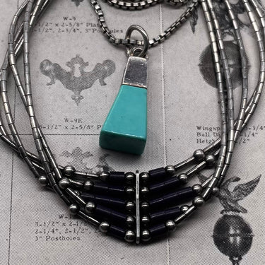 Vintage Ornate Turquoise Pendant Necklace
