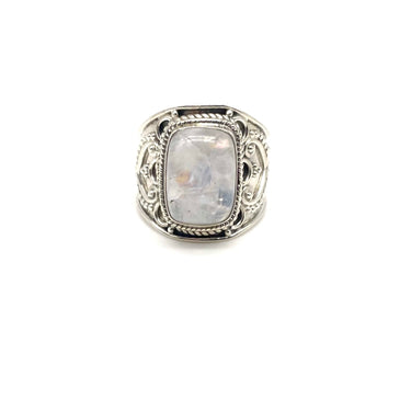 Ornate Rainbow Moonstone Ring