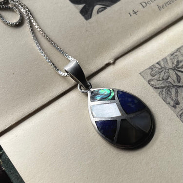 Multi Stone Teardrop Pendant Necklace