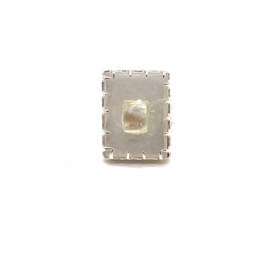 Rectangular Mother Of Pearl & Quartz Caged Ring