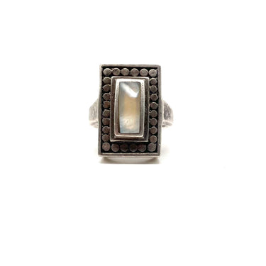 Pebbled Mother Of Pearl Rectangular Ring