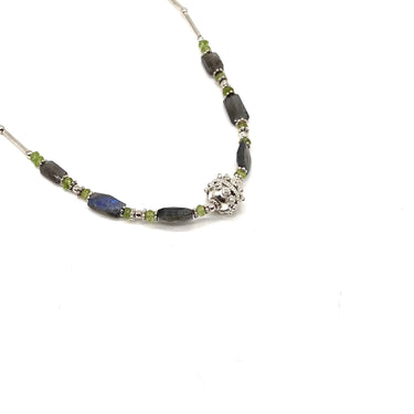 INDIA Labradorite & Peridot Braided Bead Necklace