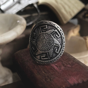 MEXICO Stamped Mayan Sun Ring