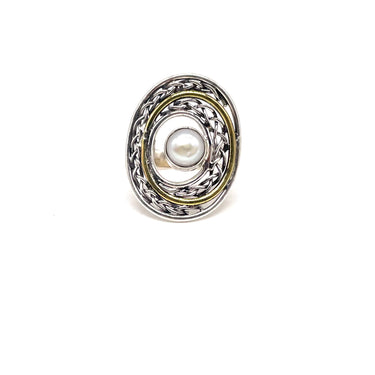 Two Tone Swirled Pearl Ring