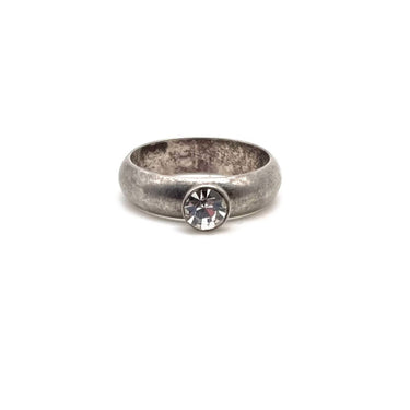 Oxidized C Z Solitaire Ring