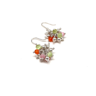 Beaded Multi Stone Cluster Earrings