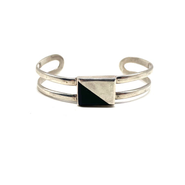 MEXICO Stamped Split Onyx Cuff Bracelet