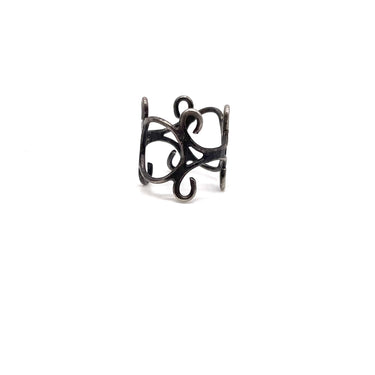 Oxidized Open Work Ornate Ring