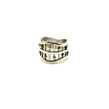 Modernist Pebbled Open Work Wavy Band Ring