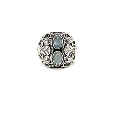 Double Moonstone Detailed Ring