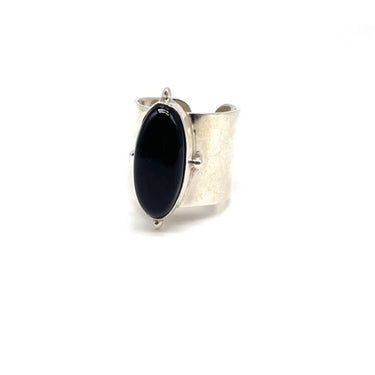 Modern Open Oval Onyx Ring