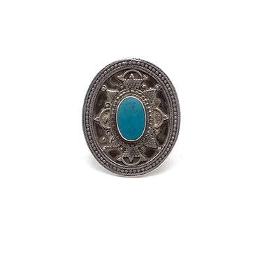 Oval Turquoise Buckle Statement Ring