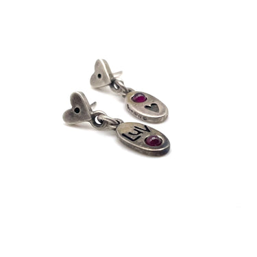 Dangled “Luv” Ruby Earrings