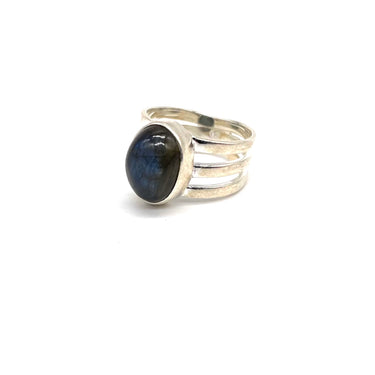 Triple Band Oval Labradorite Ring