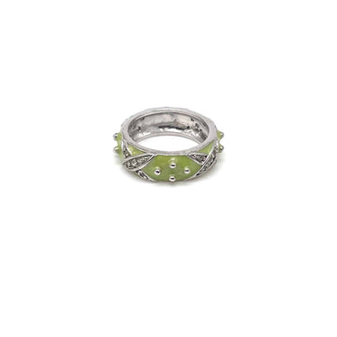 Green Enameled C Z Band Ring