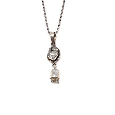 Raw Cut Double Crystal Pendant Necklace