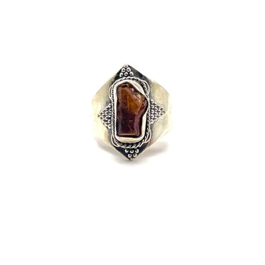 Pebbled Raw Cut Amber Ring