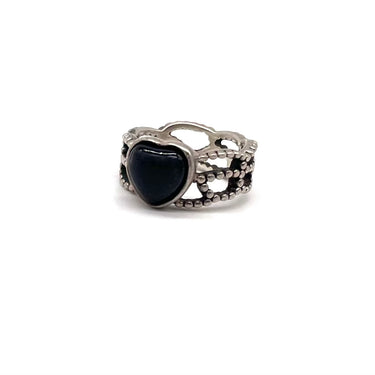 Pebbled Onyx Heart Ring