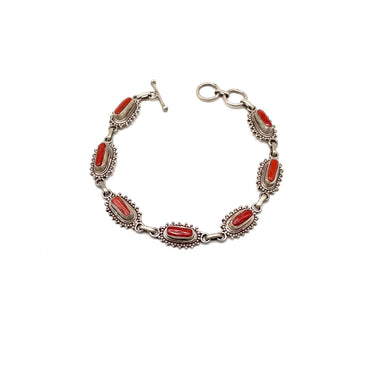 Pebbled Oval Coral Link Bracelet