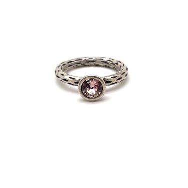 Petite Pebbled Pink C Z Ring