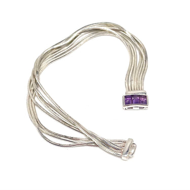 Multi Chain Amethyst Link Bracelet