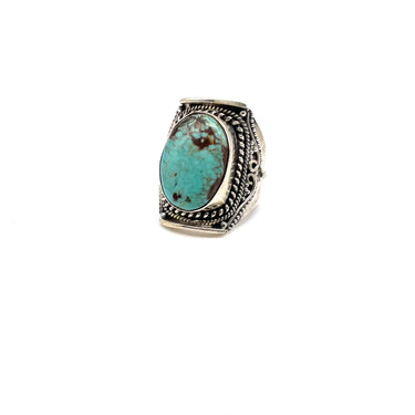 Rope Trimmed Ornate Turquoise Ring