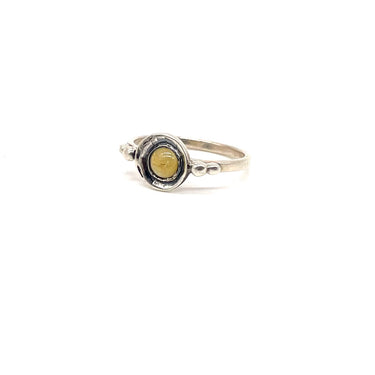 Golden Rutilated Quartz Bezal Set Ring