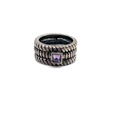 Triple Band Amethyst Statement Ring