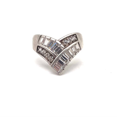 Modern C Z Inlay Curved Point Ring