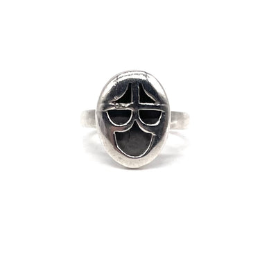 Vintage ARTISAN MADE Face Mask Overlay Statement Ring