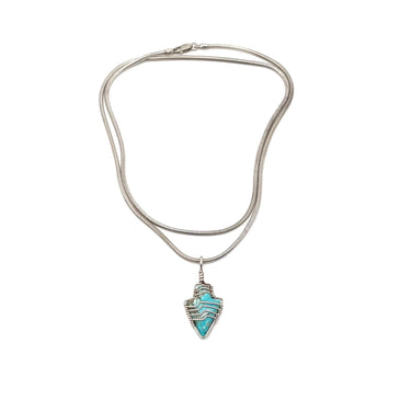 Wired Turquoise Arrow Head Pendant Necklace