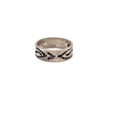 Geometric Etched Band Ring