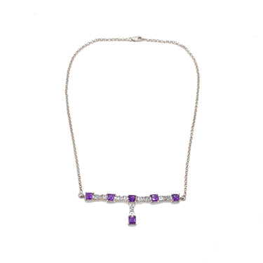 Amethyst & C Z Dangled Choker Necklace