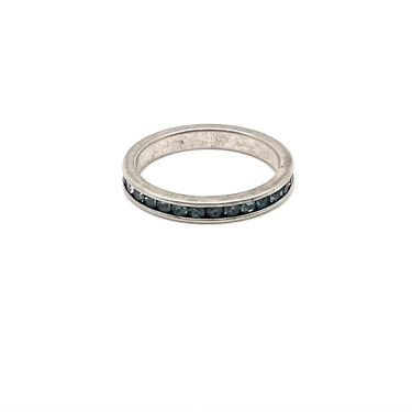 Stackable Blue C Z Inlay Ring
